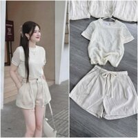 SÉT QUẦN KAKI PHỐI ÁO REN TỔ ONG( ÁO 2 LỚP CÓ LÓT)