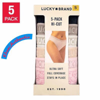 Set quần lót Lucky Brand Women’s Hi Cut Panties, 5-Pack Ultra Soft Full Coverage