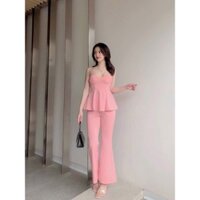 Set quần ống loe và áo hai dây có mút chất umi