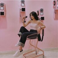 Set Quần Ống Rộng Jean + Áo 2 Dây Trơn