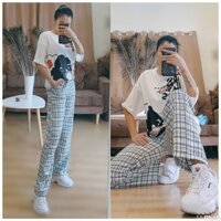 Set quần sọc caro