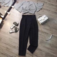 Set quần tây và áo xoắn eo