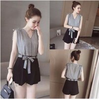 Set Quần Xếp Ly+Áo Cọc Caro