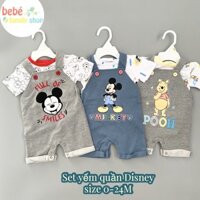 Set quần yếm cho bé trai kèm áo Disney/ Quần yếm cho bé trai sơ sinh đến 24 tháng - SY - bebefamilyshop