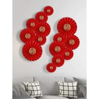 Sét quạt trang trí 6 chiếc quạt tròn chữ phúc