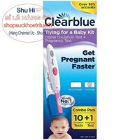 Set que thử rụng trứng điện tử Clearblue 2 nấc 2 most 10 que+máy và 1 que thử thai điện tử siêu sớm úc, độ chính xác cao