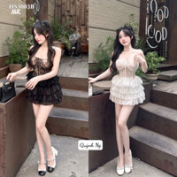 Set ren áo cúp ngực chân váy xếp tầng