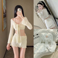 Set ren áo dây cột quần đùi