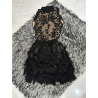 Set ren áo sát nách chân váy lông