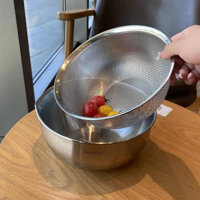 Set Rổ Chậu CHOCKMEN Inox 18/10 Size 19-22-25-28cm Rổ Vo Gạo Thau Inox Thố Trộn Salad Thố Trộn Bột Âu Inox Có Miệng Rót
