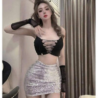 Sét rời chân váy kim sa áo dây đan sang chảnh nhinhinhi_store