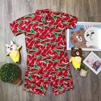 Set sơ mi dưa hấu vàng dưa hấu đỏ(áo sơ mi+ quẫn short)