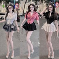 sét sơ mi Kate nhún kèm chân váy xoè phồng phềnh 1 tầng pc