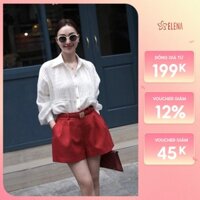 Set Sơ Mi Nữ ELENA Áo Sơ Mi Xếp Ly Trước Kèm Quần Đùi Kaki Tôn Dáng Mặc Đi Làm Đi Chơi B766