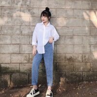 📌SET SƠ MI TRẮNG -QUẦN BAGGY LƯNG CAO 📌