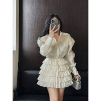 SET SƠ MI VOAN XẾP LY + CHÂN VÁY TẦNG NHIỀU