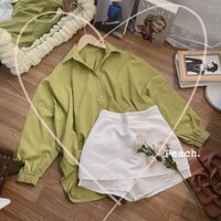 SET SƠ MI XANH BƠ + CHÂN VÁY TRẮNG ✨