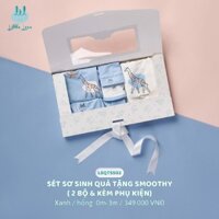 Set sơ sinh Bamboo LIL quà tăng gồm 2 bộ và phụ kiện màu xanh size  0-3m