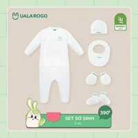 Set sơ sinh UalaRogo trắng basic 5 chi tiết chất liệu Bamboo cho bé