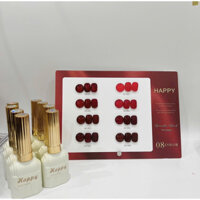 Sét sơn đỏ 8 màu happy nail làm nail có màu thạch và mắt mèo ( tặng bảng màu)