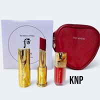 Set son dưỡng Whoo đỏ ( Wine red) tặng son kem mini và ví