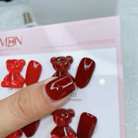 Sét sơn gel đỏ 4 chai kèm bảng màu gấu , sơn gel , làm nails