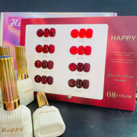 Set sơn gel làm móng tông đỏ 8 màu Happy (có mắt mèo đỏ)