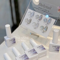Set Sơn Gel Nhũ bạc 3D 6 màu Dailynail (Tặng bảng màu)