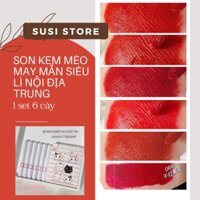 Set son kem lì 6 cây mèo trắng Ruhuatou son nội địa Trung lâu trôi dưỡng ẩm