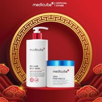 Set Sữa tắm Cho Da Mụn  Medicube Red Acne Body Wash & Toner Thu nhỏ Lỗ Chân Lông Medicube Zero Pore Pad