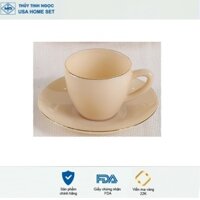 Set tách đĩa cafe viền vàng 22K Luxury màu nâu Topaz Thủy Tinh Ngọc USA Home Set cao cấp nhập khẩu chính hãng