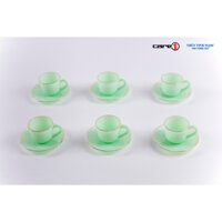 Set tách đĩa trà 12 chi tiêt viền vàng 22K Luxury màu nâu Topaz Thủy Tinh Ngọc USA Home Set cao cấp nhập khẩu chính hãng