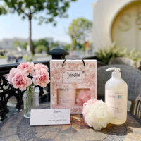 Set Tắm Jmella Sữa tắm 1000ML + Bông tắm Kèm Thiệp ( Sản Phẩm Chính Hãng )