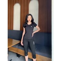Set tập gym yoga nữ quần lửng áo cộc tay chất siêu đẹp thấm hút mồ hôi co giãn 4 chiều ( Bộ ghép quần lửng BG03)