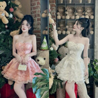 Set tapta áo cúp ngực kèm chân váy xoè