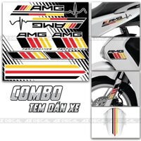 Sét Tem AMG Logo Trang Trí Dán Xe Điện , Xe Máy Decal PVC 5 Lớp , Bền Màu