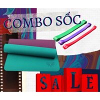 Set thảm yoga ZERA MAT cao cấp 2 lớp 6mm kèm dây kháng lực, power band