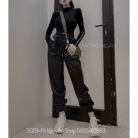 Set thể thao áo viền croptop và quần ống bo