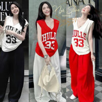 Set thể thao cá tính, năng động, set áo sát nách form rộng cổ V phối quần suông 2 màu cực chất, thời trang siêu ngầu