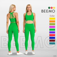 Set thể thao cao cấp 20% spandex dày dặn co dãn 4 chiều LD603, áo bra thiết kế mới phối quần legging cạp cao 2 lớp