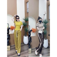 Set Thể Thao Nữ Quần Ống Rộng Thun Co Giãn