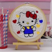 Set Thêu Nổi Thêu Len Xù Mèo Hello Kitty Dùng Len Sợi Đan Móc Cho Người Mới Bắt Đầu