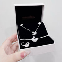 set thiên nga: bông tai+lắc tay+dây chuyền+nhẫn Fullbox Pan.do.ra