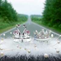 Set Thiên Nga Pha Lê Xoay Năng Lượng Mặt Trời Tặng Tinh Dầu Thơm Trang Trí Taplo Xe Hơi Sang Trọng