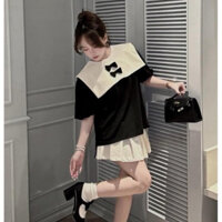 Set thiết kế áo đính nơ xinh xắn kèm chân váy tennis cho Bé Gái, đồ đôi mẹ và bé Tiny Winy V324