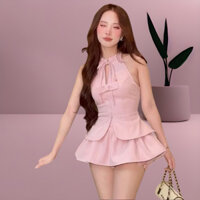 Sét Thiết Kế Áo Yếm Dây Nơ Chân Váy Xoè Xinh Xắn ( Hoả Tốc ) CC012