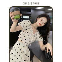 Set thiết kế CHIE Zamy chấm bi, áo dáng croptop hai lớp trẻ trung