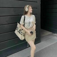 *Set thời trang nữ chất áo in 3d kèm chân váy có lót áo tay ngắn cổ tròn chân váy chữ A ngắn trên gối xinh tôn dáng