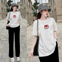 SET THUN COTTON GẤU DÂU ĐÁNG YÊU