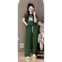 Set thun gân xịn gồm áo tay ngắn phối quần dài giá rẻ